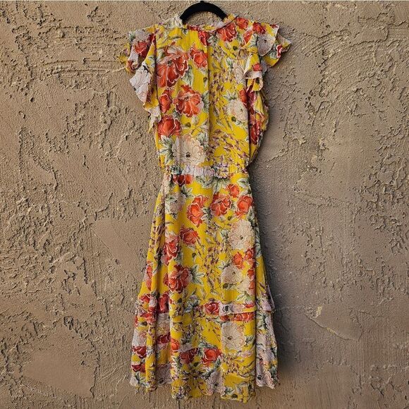 Anthropologie Dolan Silk Floral Yellow Ellory Sundress Size M - Picture 14 of 16